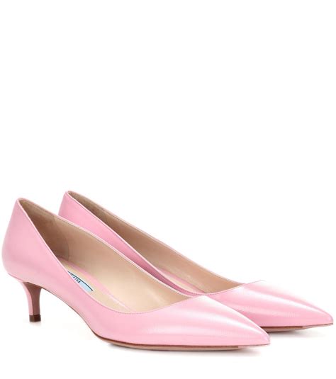 pink prada slippers|Prada kitten heel mules.